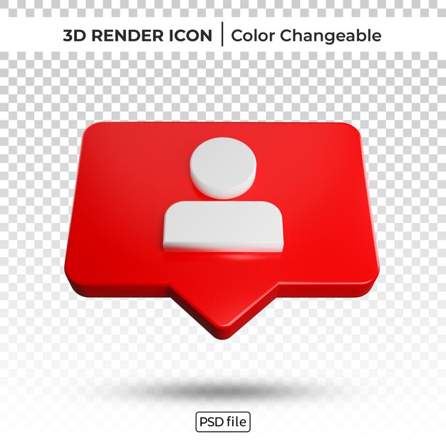 Notifica follower di instagram 3d rendering icona modificabile del colore