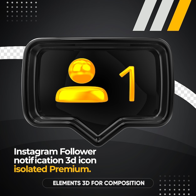 Instagram Follower notification front render icon isolated  