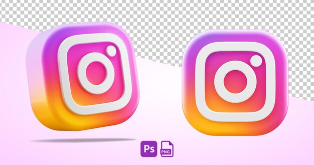 Instagram geïsoleerd logo app-pictogram op transparante achtergrond uitgesneden symbool in 3D-rendering