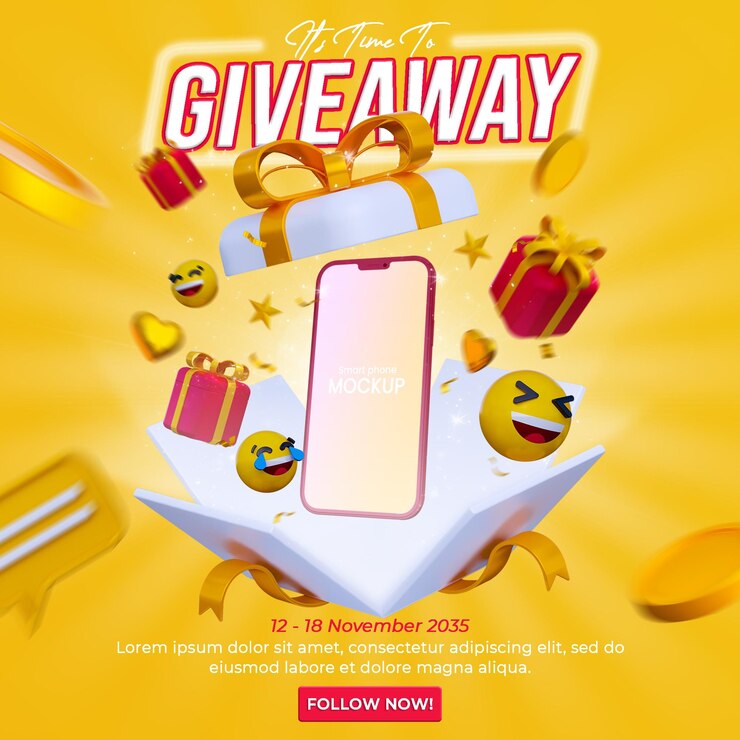 Instagram give away contest banner social media post template