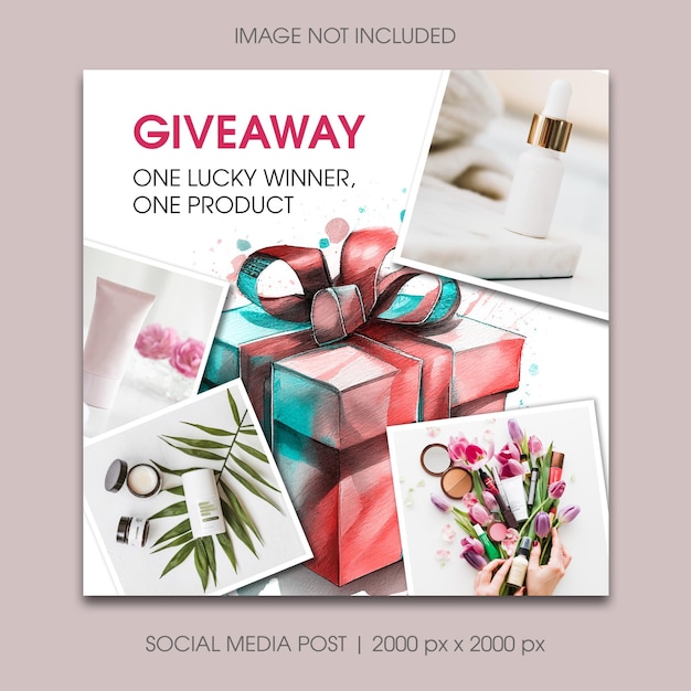 Premium PSD Instagram giveaway post template for cosmetic shop