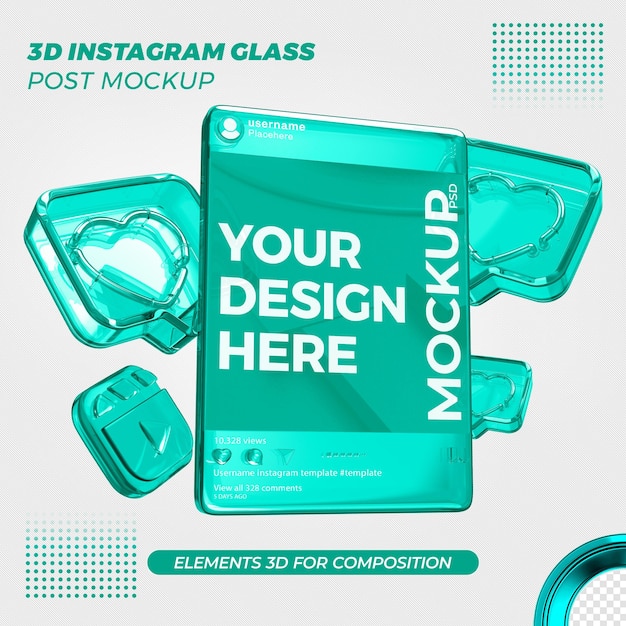 PSD instagram on glass post format rendering