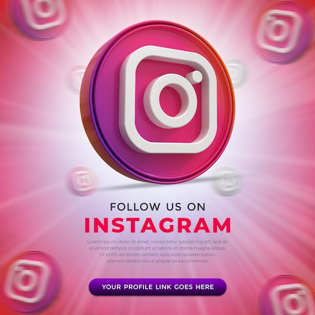 Instagramの光沢のあるロゴとソーシャルメディアの投稿テンプレート