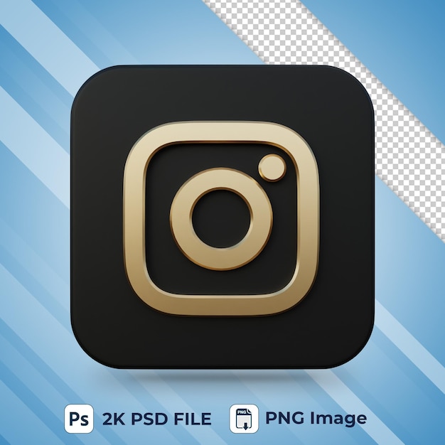 Instagram gold and black social media 3d icon for ui design