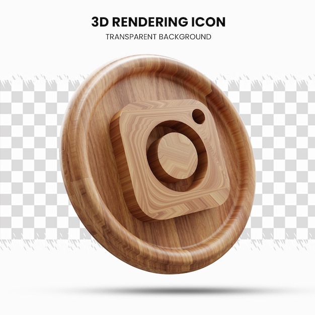 Instagram houten pictogram in 3d-rendering