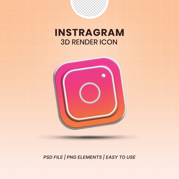 PSD icon di instagram rendering 3d elementi