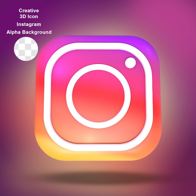 PSD instagram icon 3d rendering