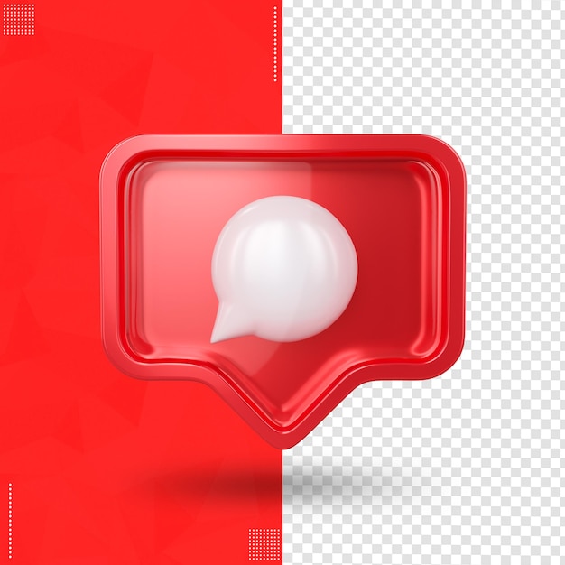 PSD instagram icon front comment in 3d rendering