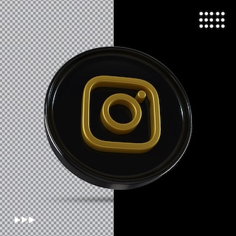 Золотой значок instagram в черном стиле
