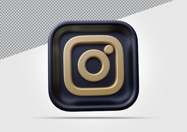 Instagram icon golden социальные медиа 3d рендеринг