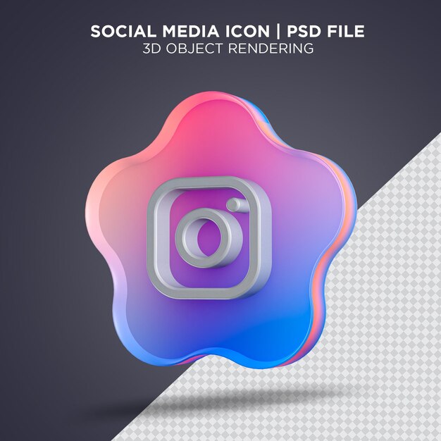 Instagram 아이콘 모양 별 3d 프리미엄 파일 Psd