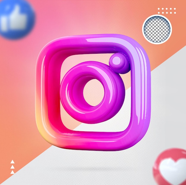 PSD instagram icon social media 3d