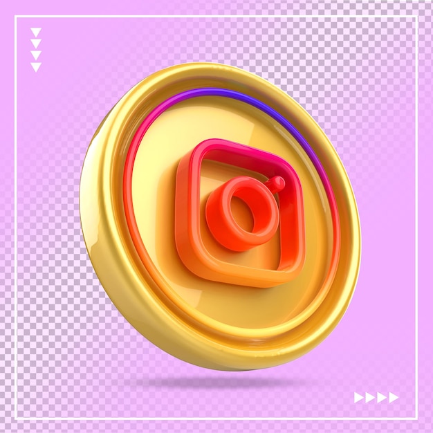 Instagramアイコンソーシャルメディアゴールド3D