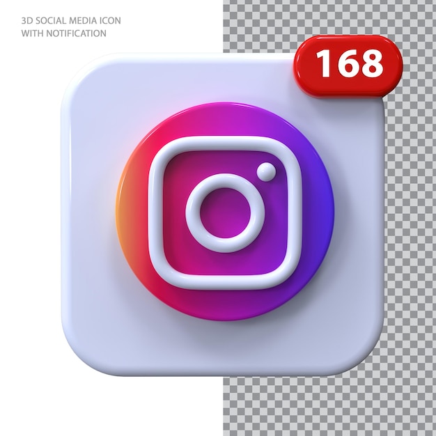Значок instagram с уведомлением 3d концепции