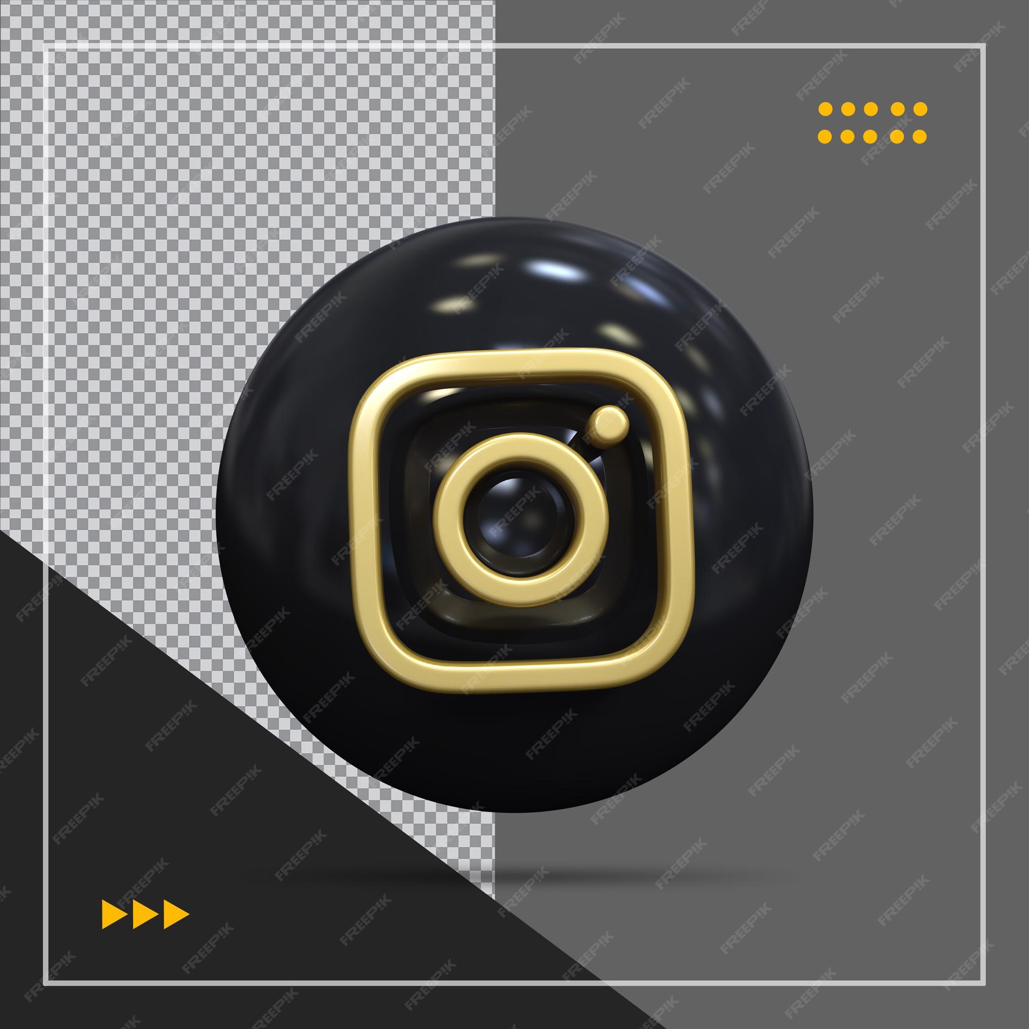 Premium PSD | Instagram icon with style gold and black