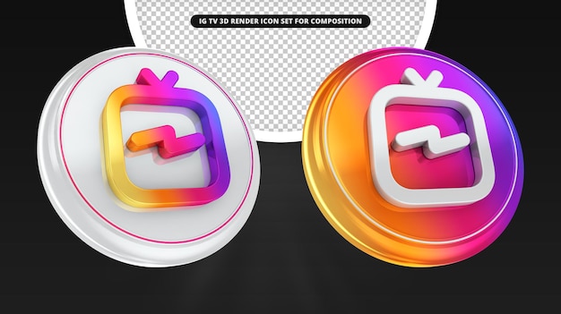 Instagram igtv 3d render pictogramweergave