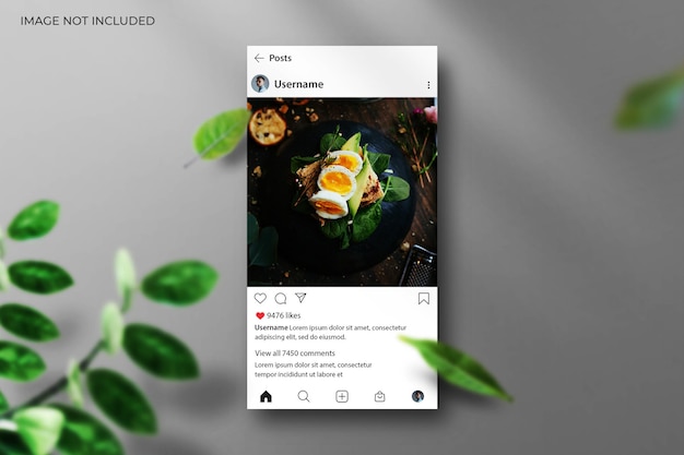 PSD interfaccia instagram per mockup di post sui social media