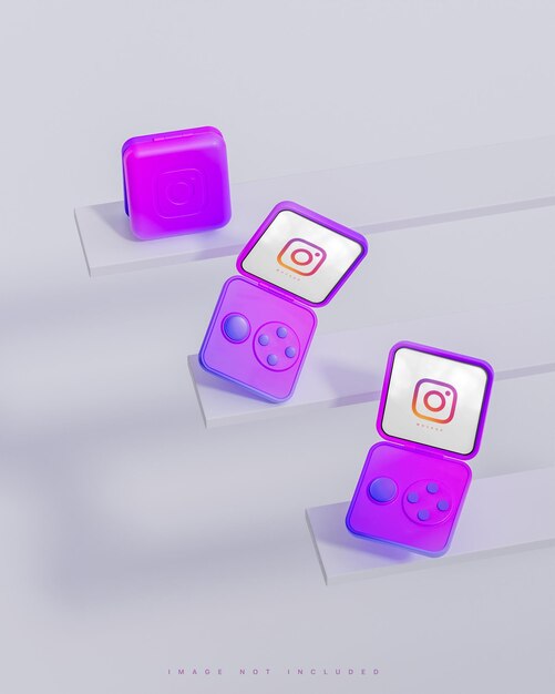 Instagram interface social media post smart flip device mockup white background 3d render