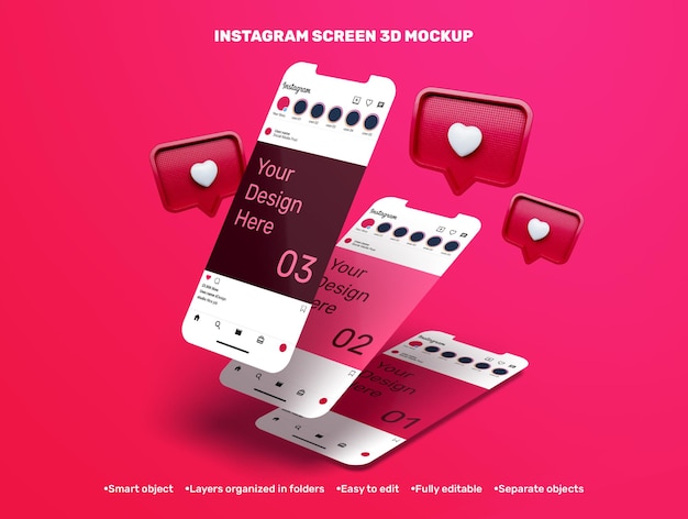 PSD instagram interface template on mobile phone mockup