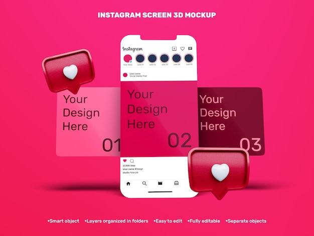 Modello di interfaccia instagram sul modello di telefono cellulare