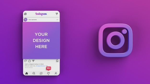 Instagram-interface voor social media post mockup 3d render