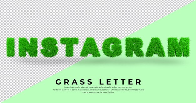 Lettera di instagram in erba 3d isolata