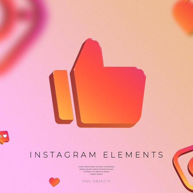 PSD instagram like logo социальные сети 3d рендеринг