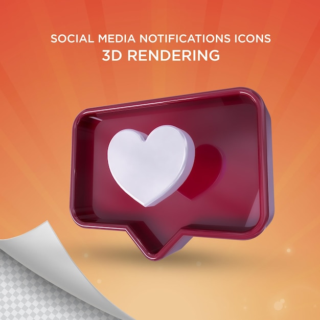 Instagram как уведомление в 3d-рендеринге premium psd