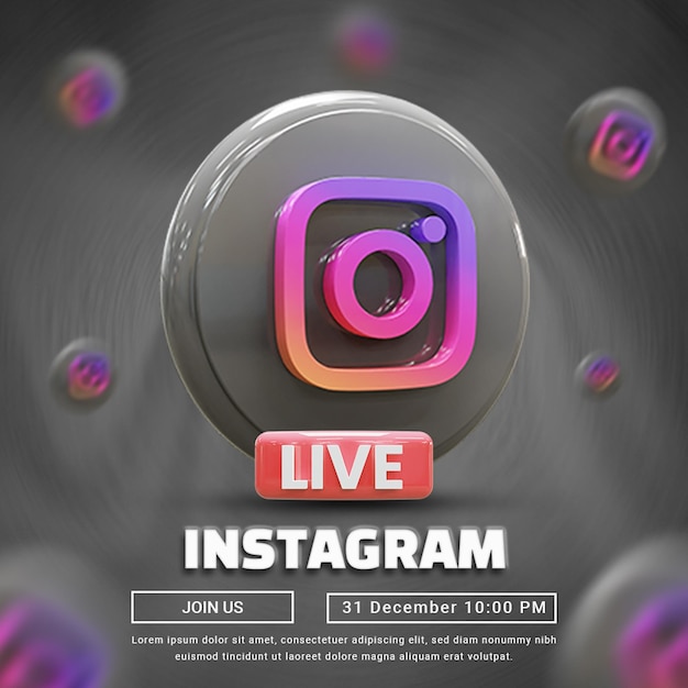 PSD instagram live social media promotionele postsjabloon of instagram social media advertentiepost