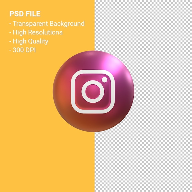 Instagram 로고 3d 풍선 기호 렌더링 절연
