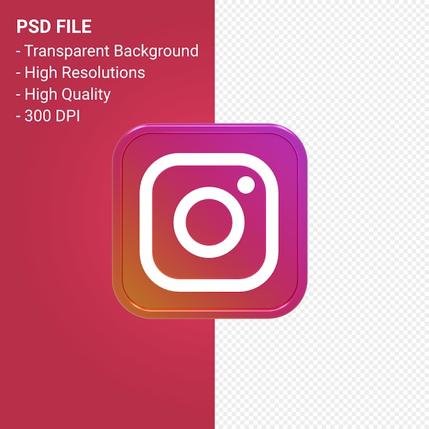 Instagram 로고 3d 아이콘 렌더링 절연