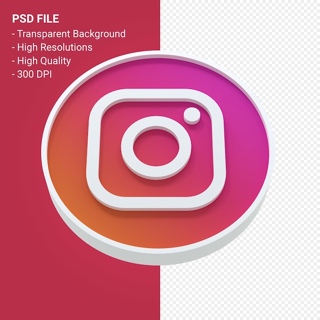 PSD instagram logo 3d icon rendering isolated