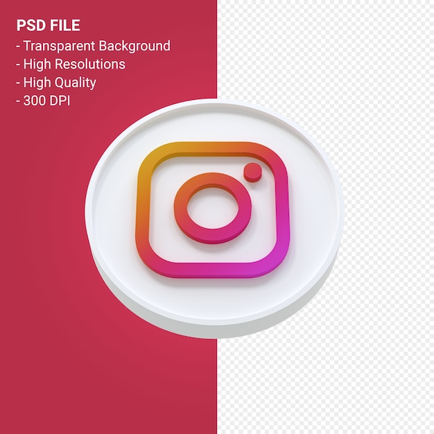 Instagram logo 3d pictogram rendering geïsoleerd