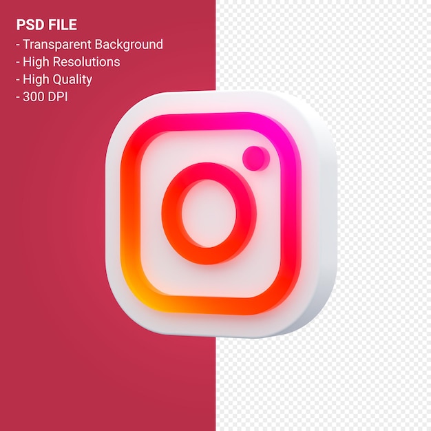 Logo di instagram nel rendering 3d isolato