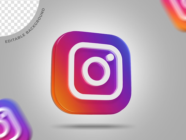 Instagram 로고 3d 소셜 미디어 배경 편집 가능