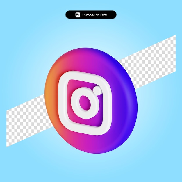 PSD l'applicazione 3d del logo di instagram rende l'illustrazione isolata