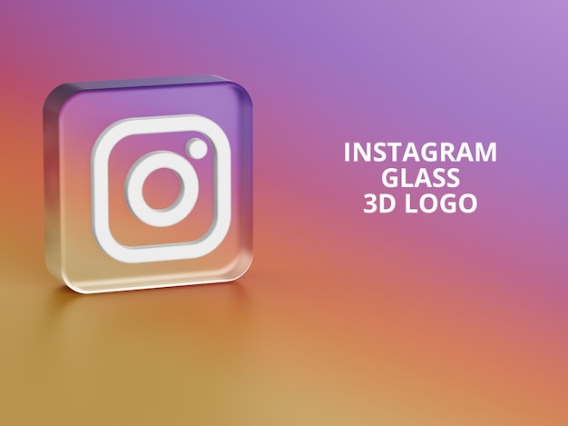 Instagramロゴガラス3dモックアップ