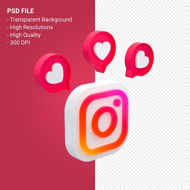 Instagram-logo in 3d-rendering geïsoleerd