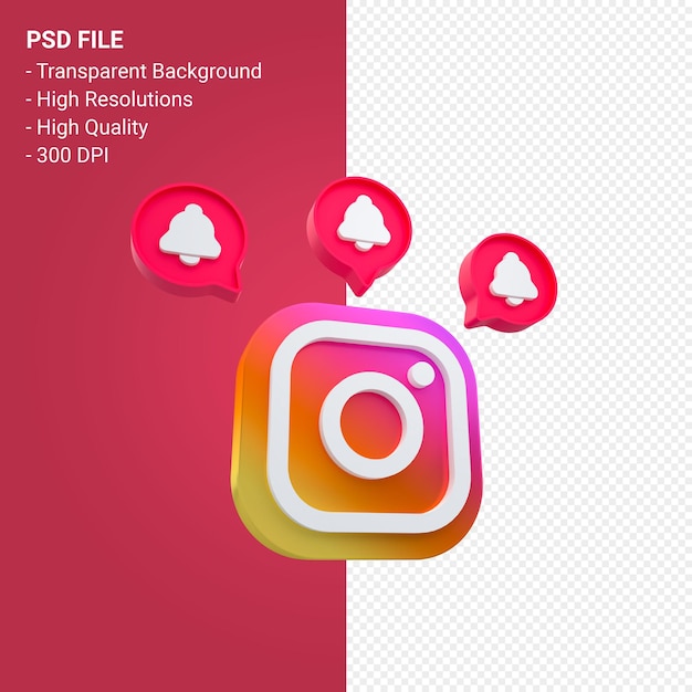 Instagram-logo in 3d-renderingpictogram