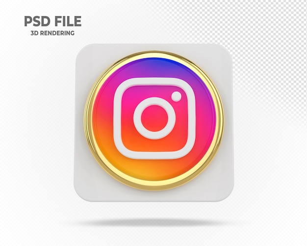 PSD instagramのロゴゴールド3dのモダンなソーシャルメディア