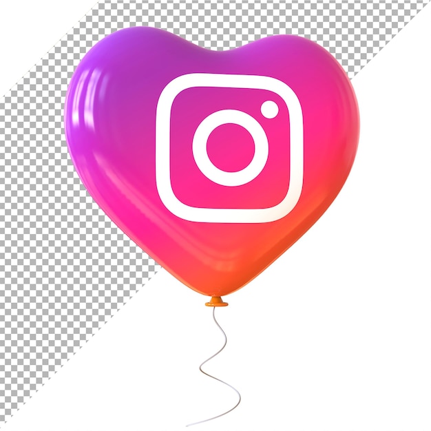 Instagram 로고 소셜 미디어 3d 풍선 심장