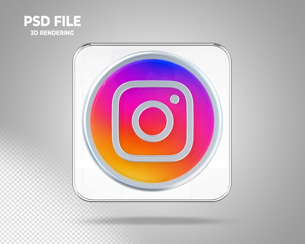 Instagram logo социальные сети стеклянные стили 3d