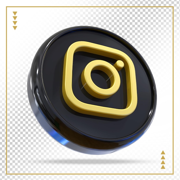 Instagram logo social media gold 3d