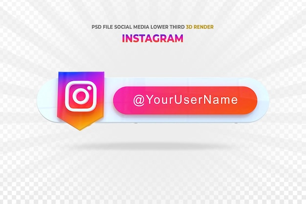 PSD i loghi di instagram inferiori al terzo rendering 3d dei social media