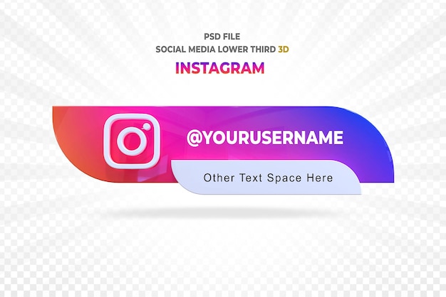 Instagramのローワーサードバナーの3Dスタイルのレンダリング