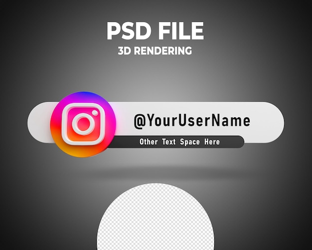 PSD instagram нижняя третья часть баннера с логотипом 3d render