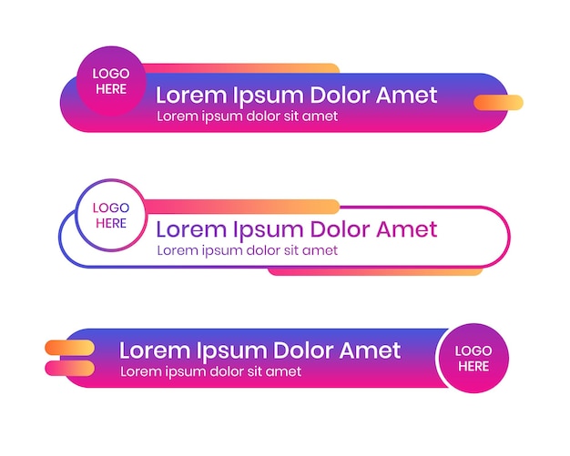 instagram lower third design gradient set of banners for element design editable text