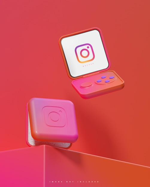 Instagram Makieta Inteligentnego Urządzenia Z Klapką Renderowania 3d