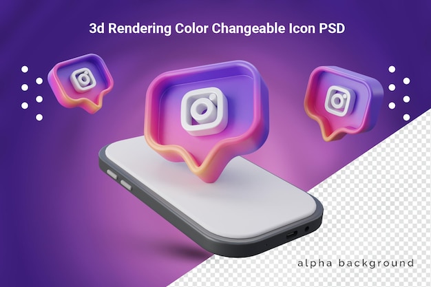 PSD icona di marketing di instagram 3d