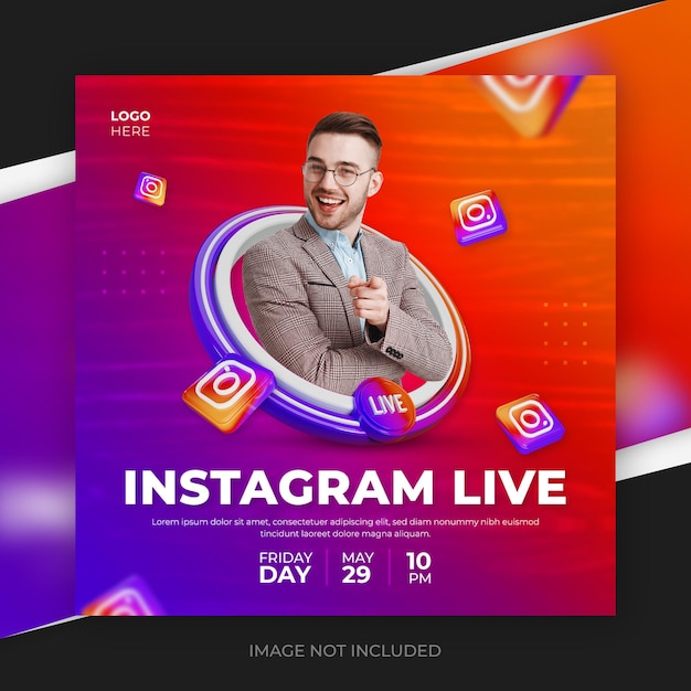 Instagram Marketingowy Szablon Postu W Mediach Społecznościowych 3d